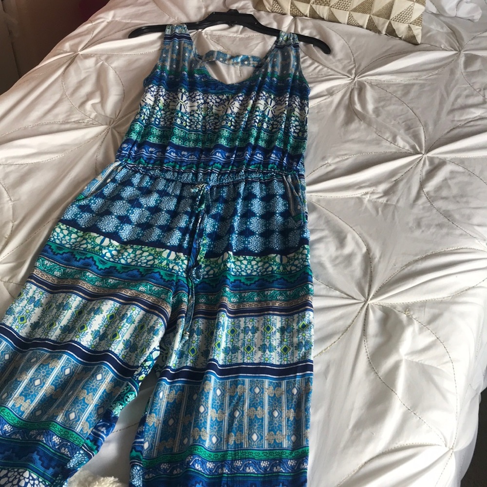 Blue and green jumpsuit